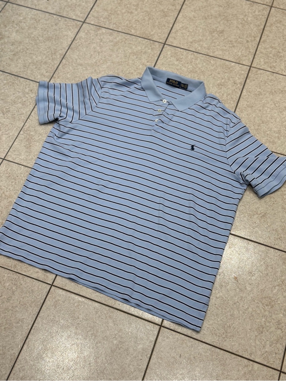 Polo by Ralph Lauren Light Blue Polo with Navy Stripes